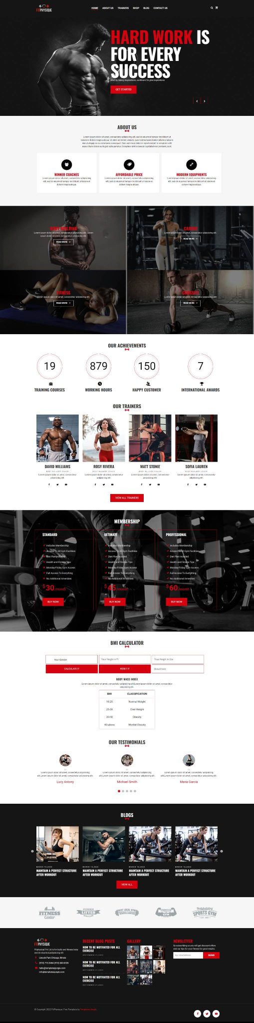 FitPhysique - Free Responsive Fitness/Gym HTML CSS Template ...