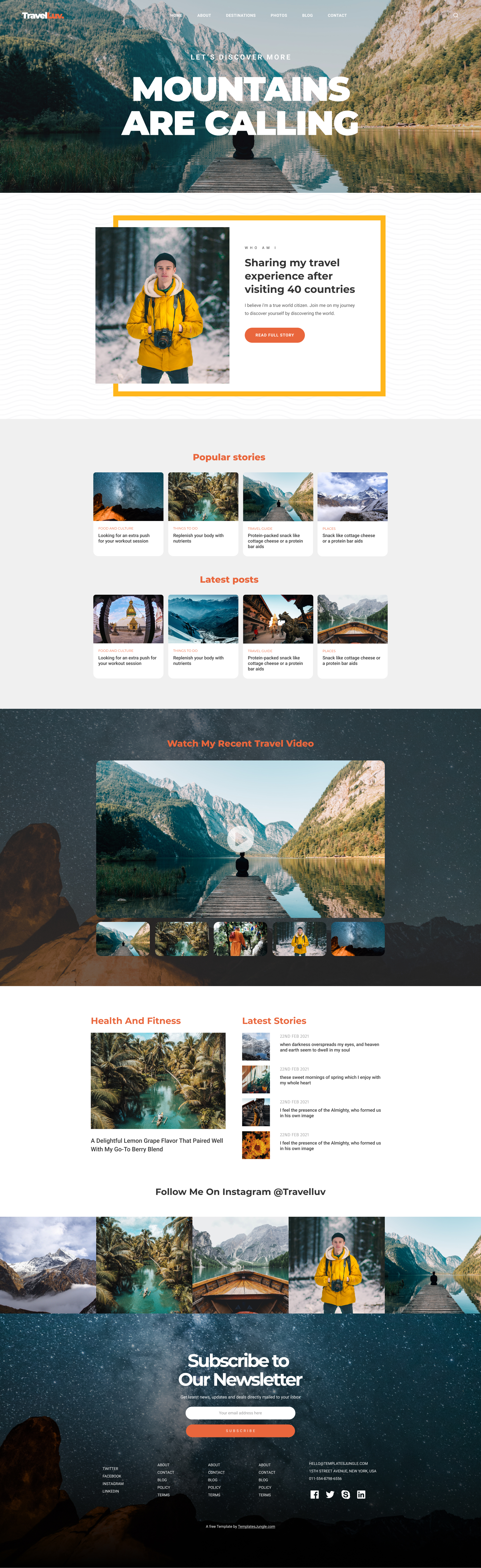 Travel Blog Format Example Travelluv - Free Travel Blogger Figma Template - TemplatesJungle.com
