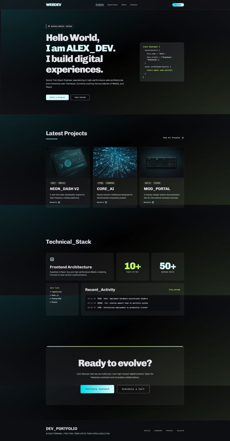 WebDev - A Web Developer Tailwind CSS Portfolio Template