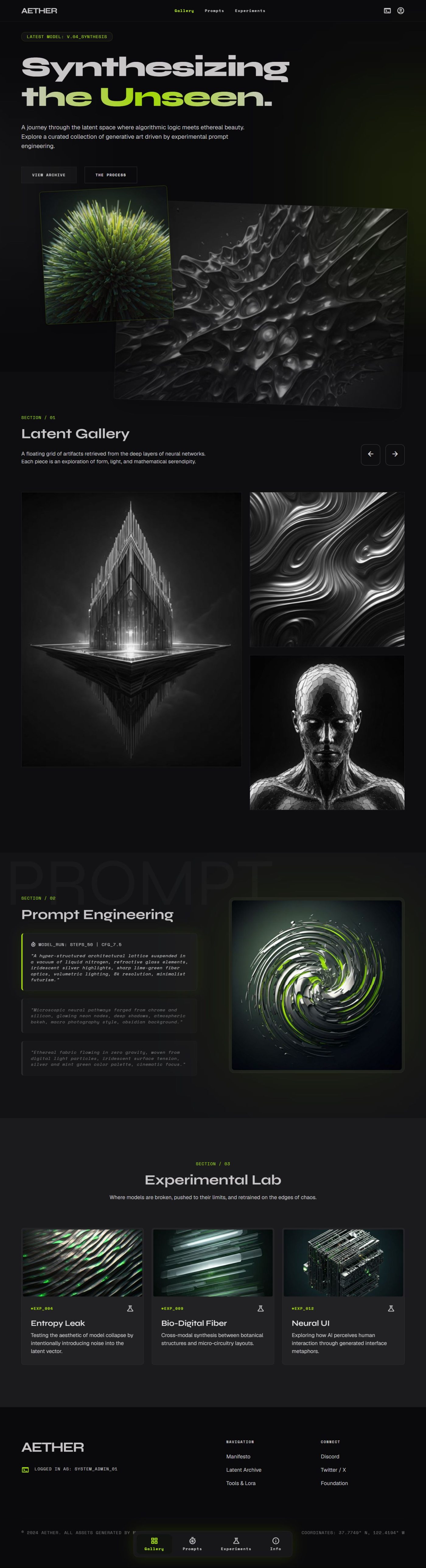 Aether - Generative AI Artist Portfolio HTML Template