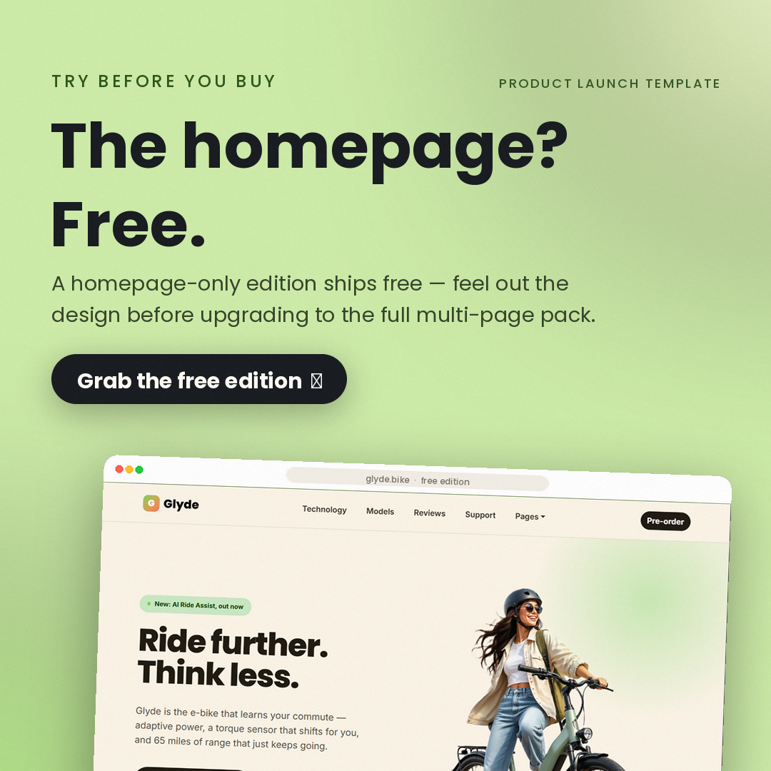 product launch landing page