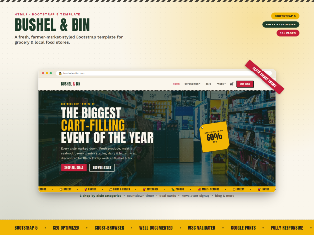 Bushel & Bin - Modern Grocery Store Bootstrap 5 Template