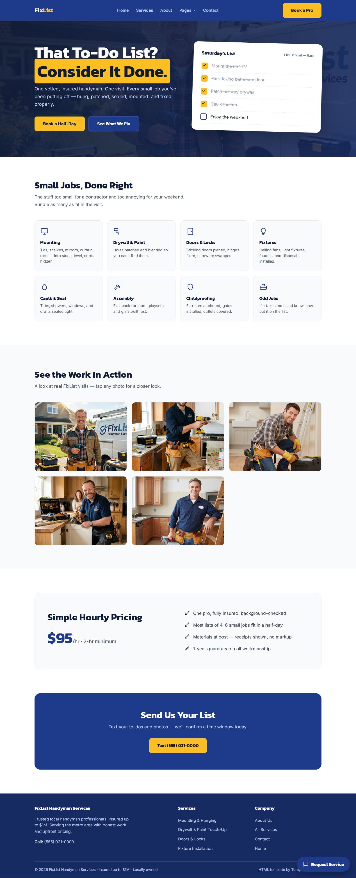 FixList — Handyman Services Landing Page Template