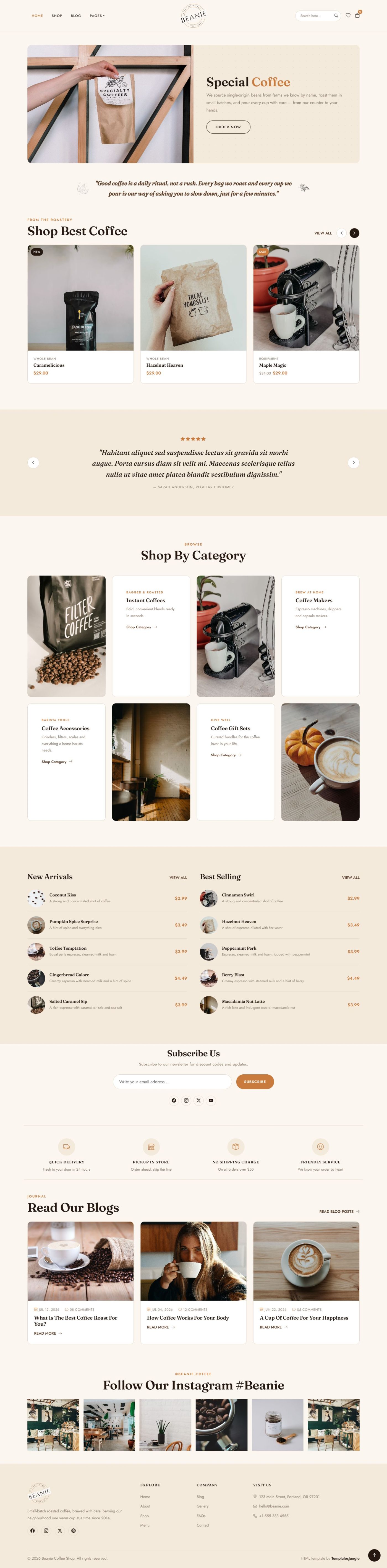 Beanie | Coffee Shop & Café Bootstrap 5 HTML Template