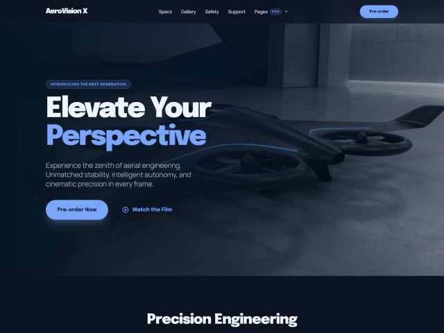 Aerovision – Modern Gadget Launch Landing Page Template