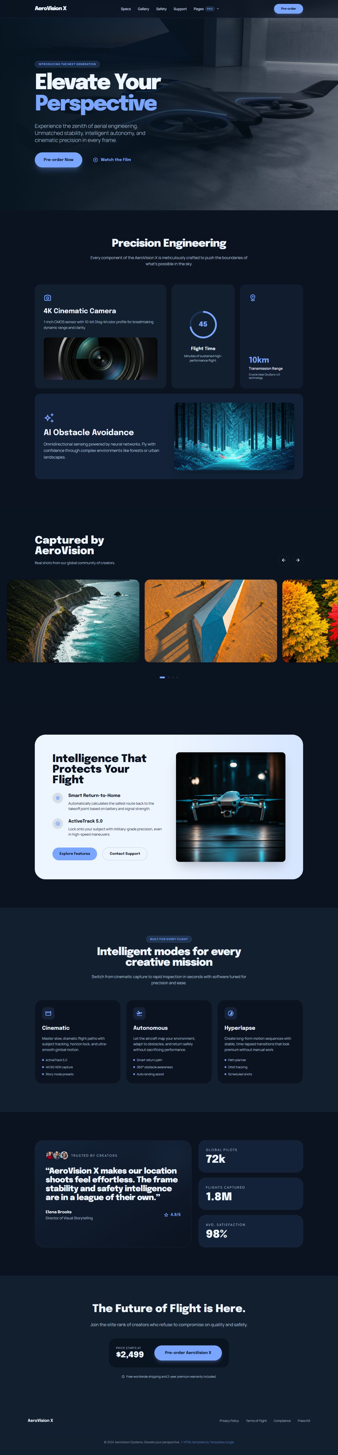 Aerovision – Modern Gadget Launch Landing Page Template