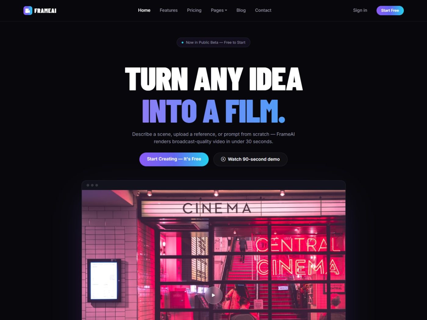 FrameAI — AI Video Generator & SaaS Bootstrap 5 HTML Template