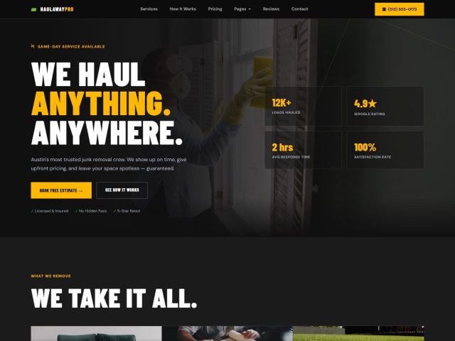 Junk Removal Services Bootstrap 5 Template | HaulAway