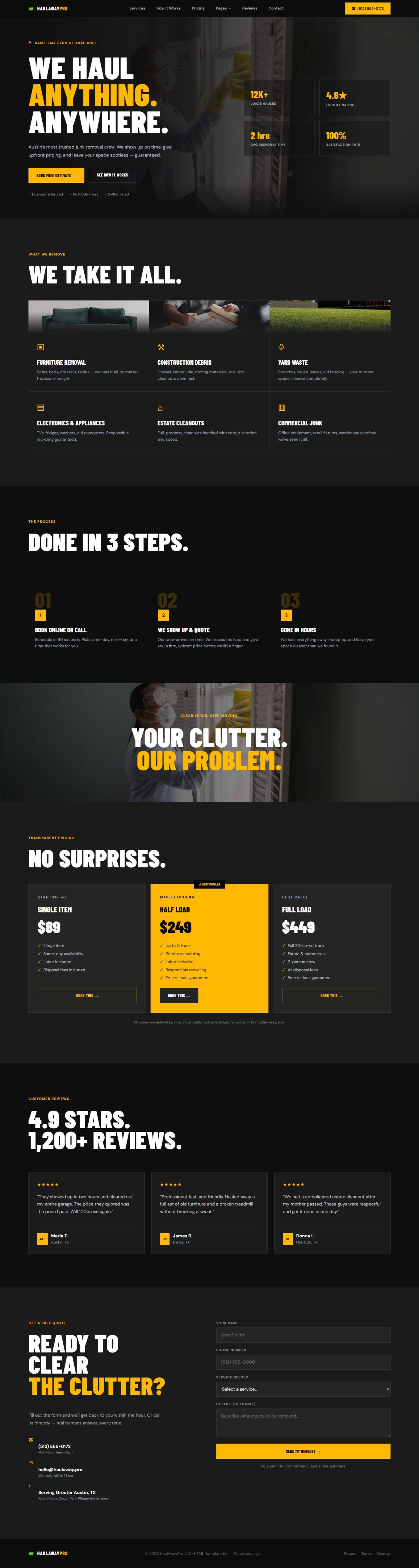 Junk Removal Services Bootstrap 5 Template | HaulAway