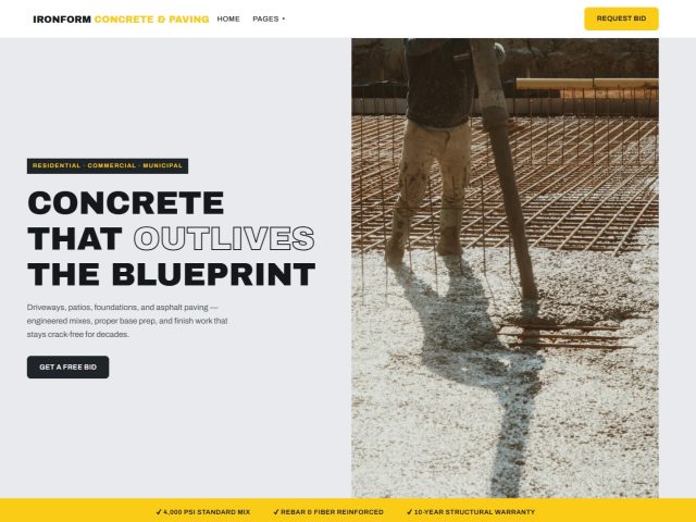 Ironform — Concrete & Paving Company Bootstrap HTML Template