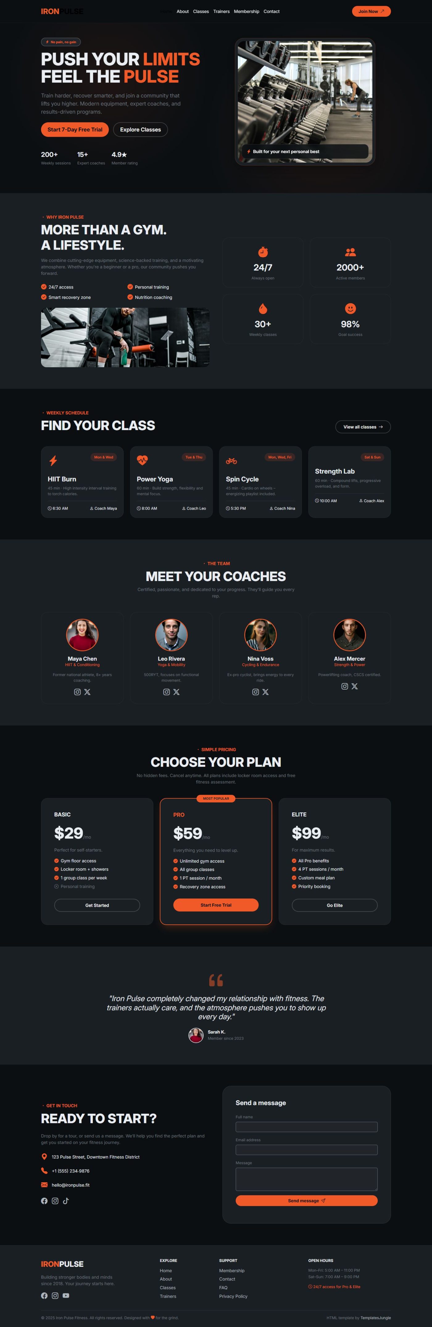Iron Pulse | Gym & Fitness Center Website Template