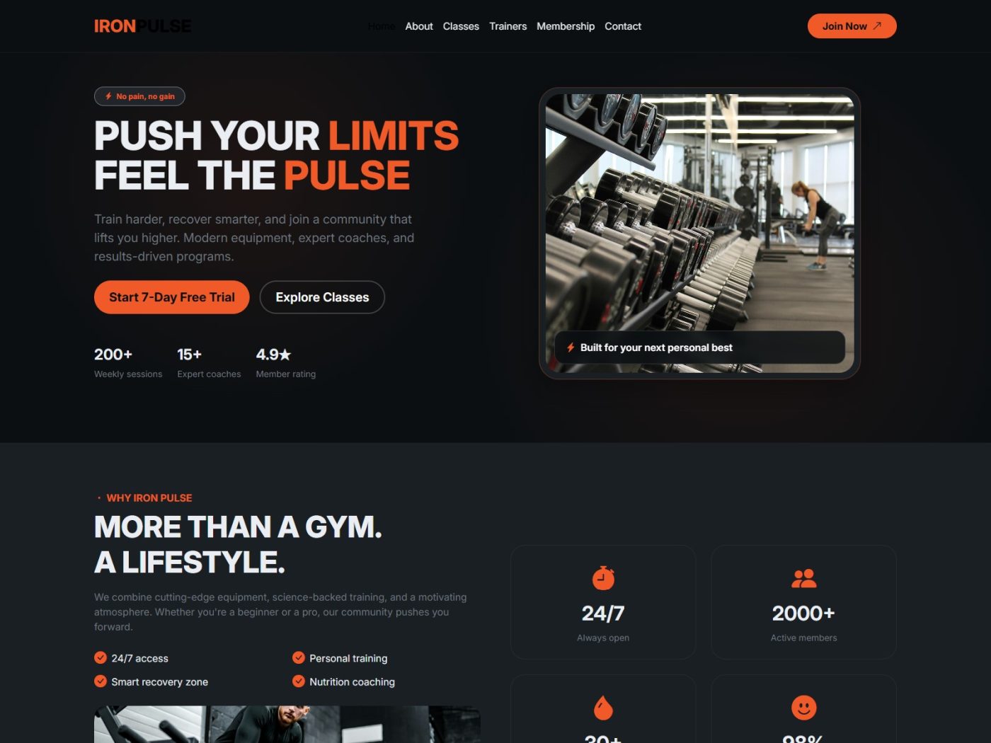 Iron Pulse | Gym & Fitness Center Website Template