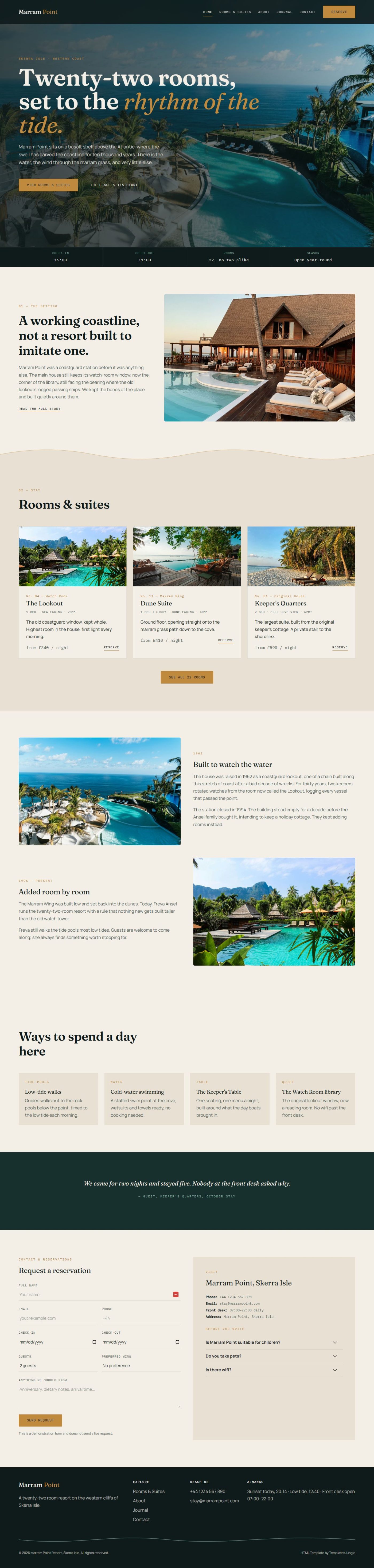 Marram Point | Resort & Hotel Website Template