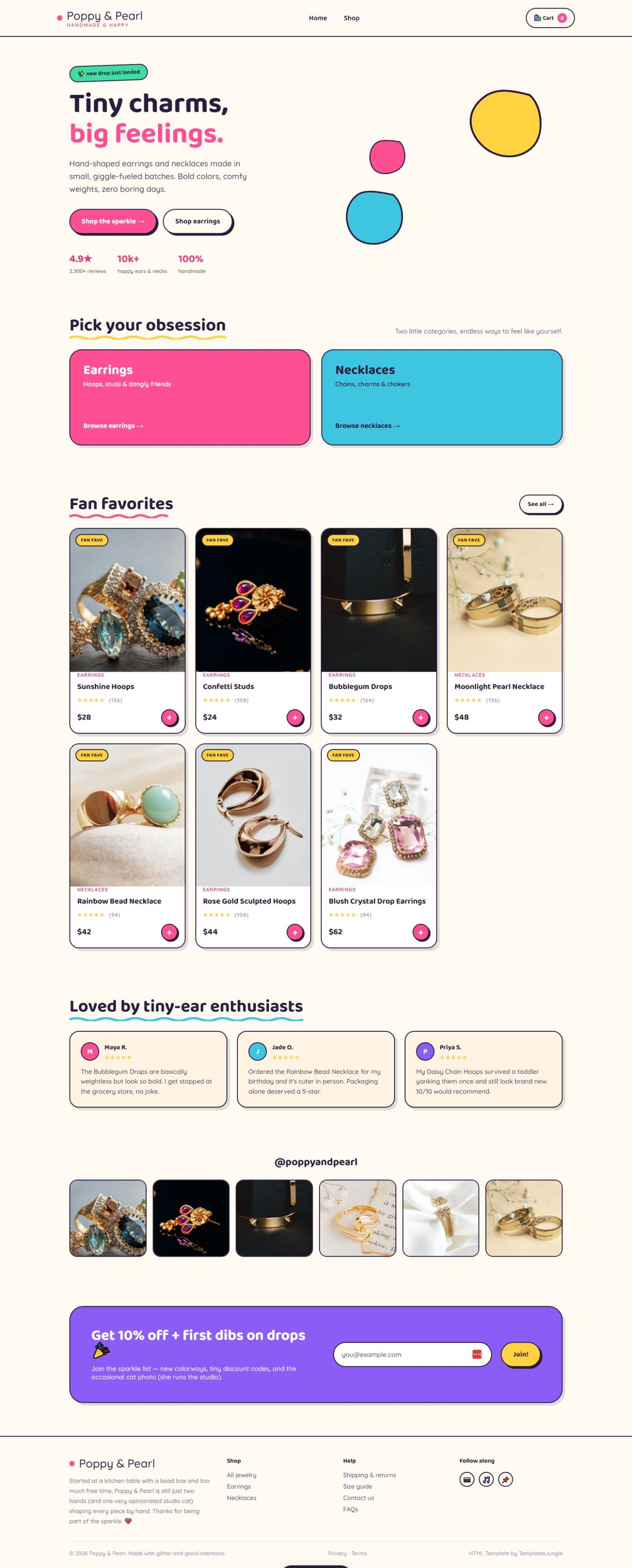 Poppy & Pearl | Handmade Jewellery Store Template