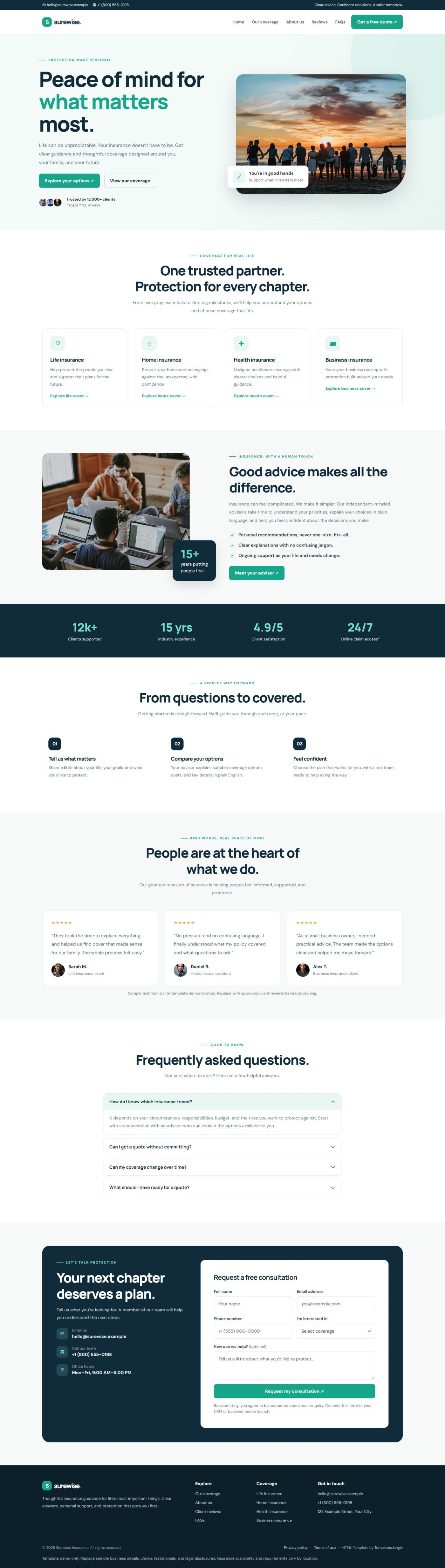 Surewise | Insurance Agency Website Template