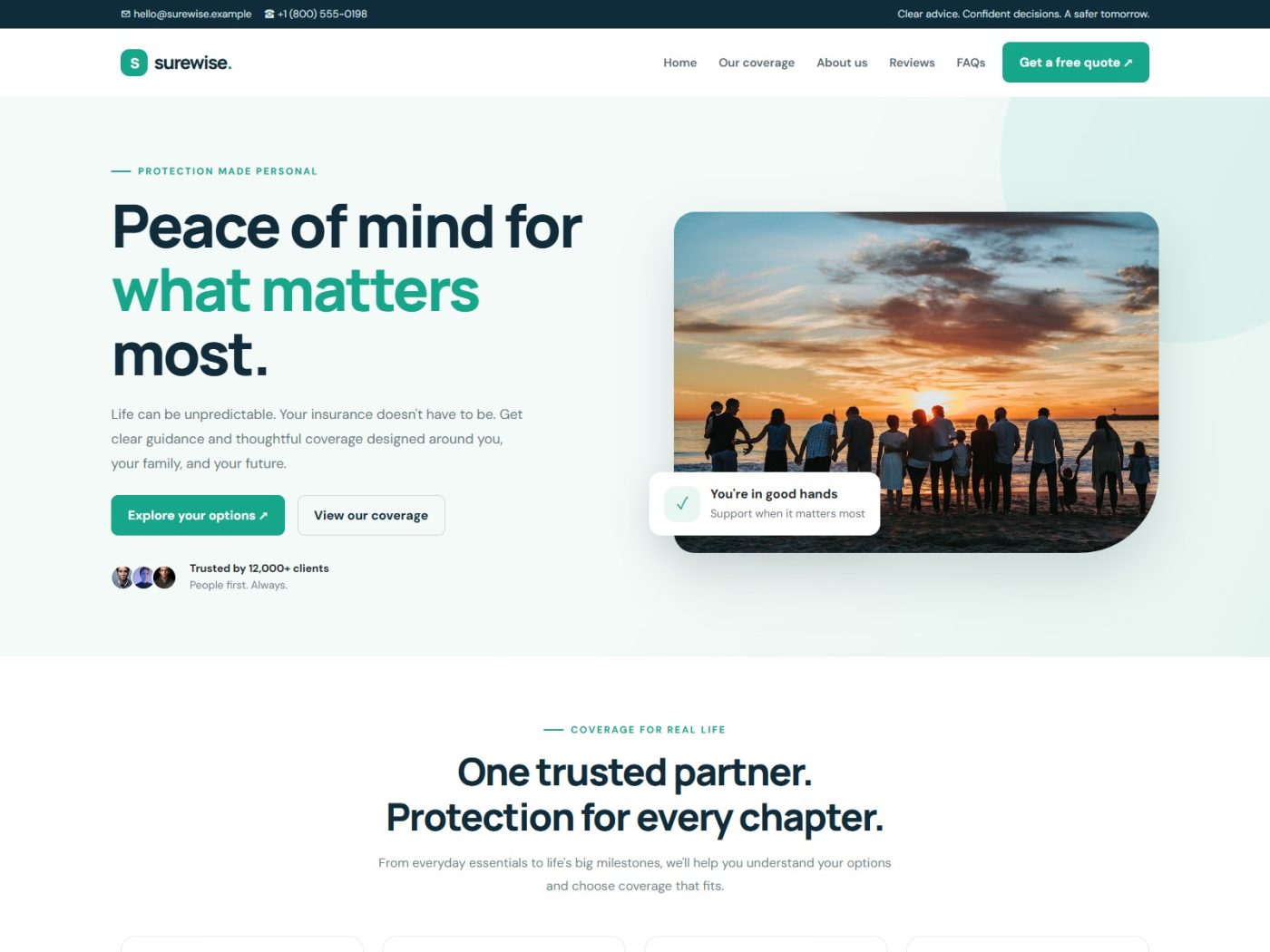 Surewise | Insurance Agency Website Template