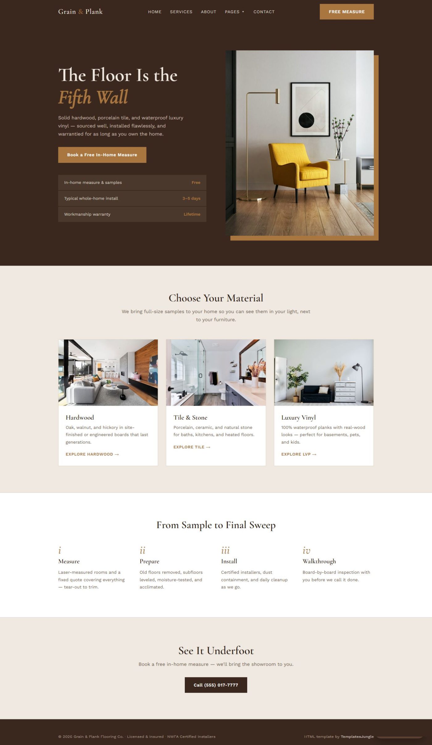 Grain - Hardwood and Vinyl Flooring Services Website Template