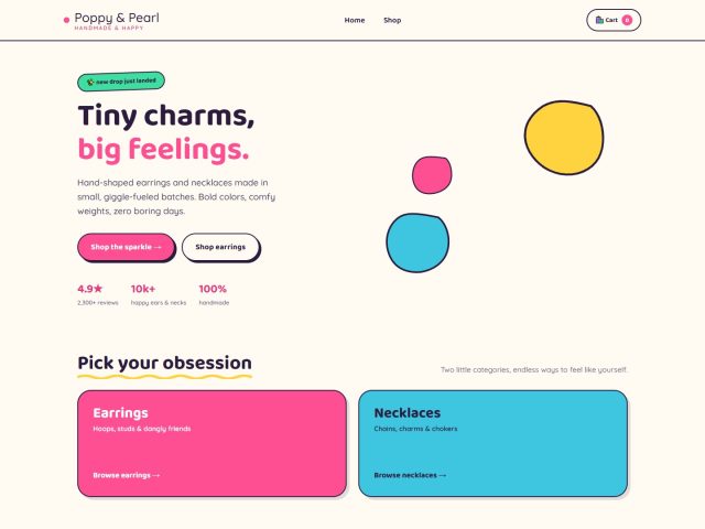 Poppy & Pearl | Handmade Jewellery Store Template